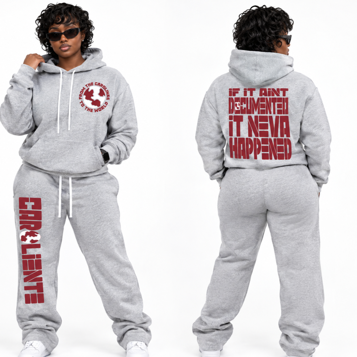 Carolina To The World Fleece Straight Leg Pants ( Maroon/White)