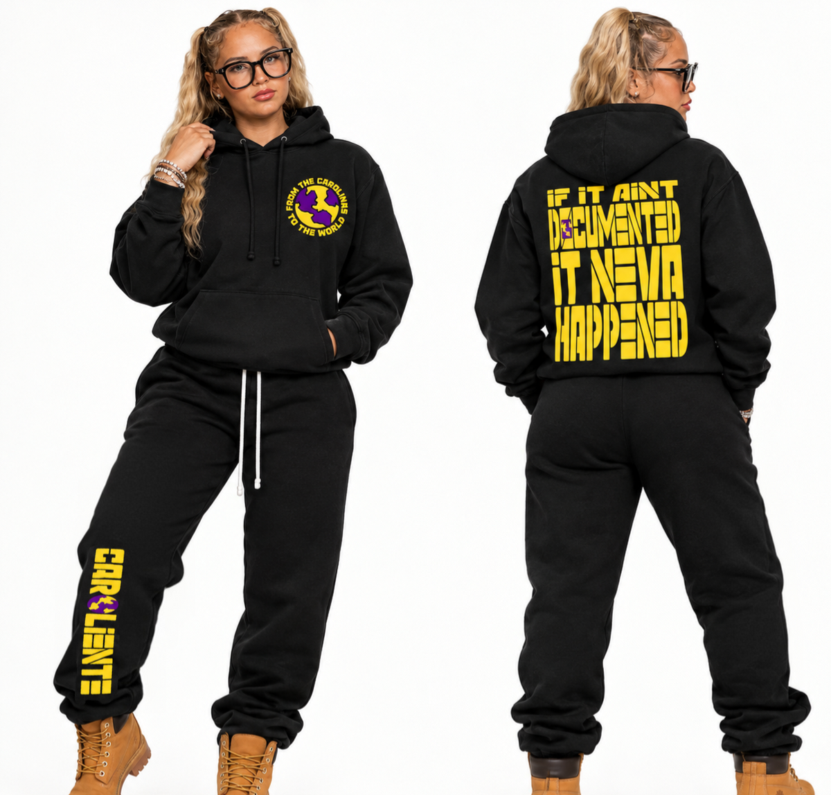 Carolina To The World Fleece Straight Leg Pants ( Purple/Gold)