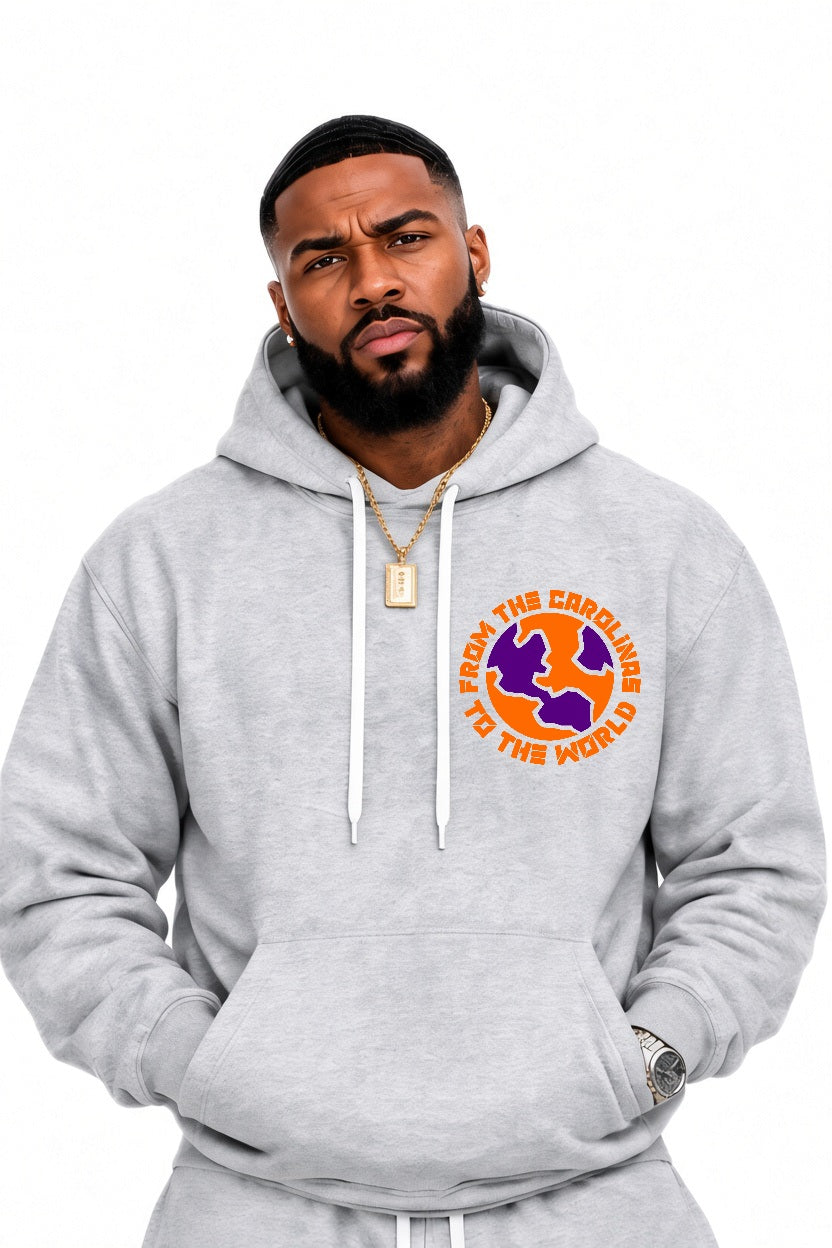 Carolina To The World Oversize Fleeced Hoodie ( Orange/ Purple)