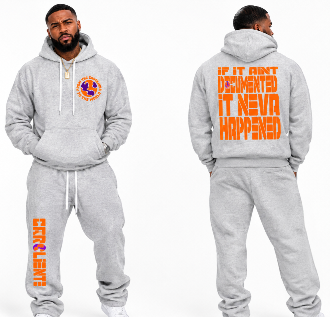 Carolina To The World Fleece Straight Leg Pants ( Orange/Purple )