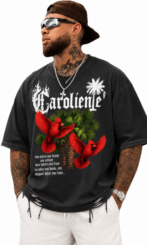 Snow Washed Raw-Hem Palmetto Cardinal Creed T-Shirt - Caroliente' CollectonGraphic T-ShirtsCaroliente' Collecton