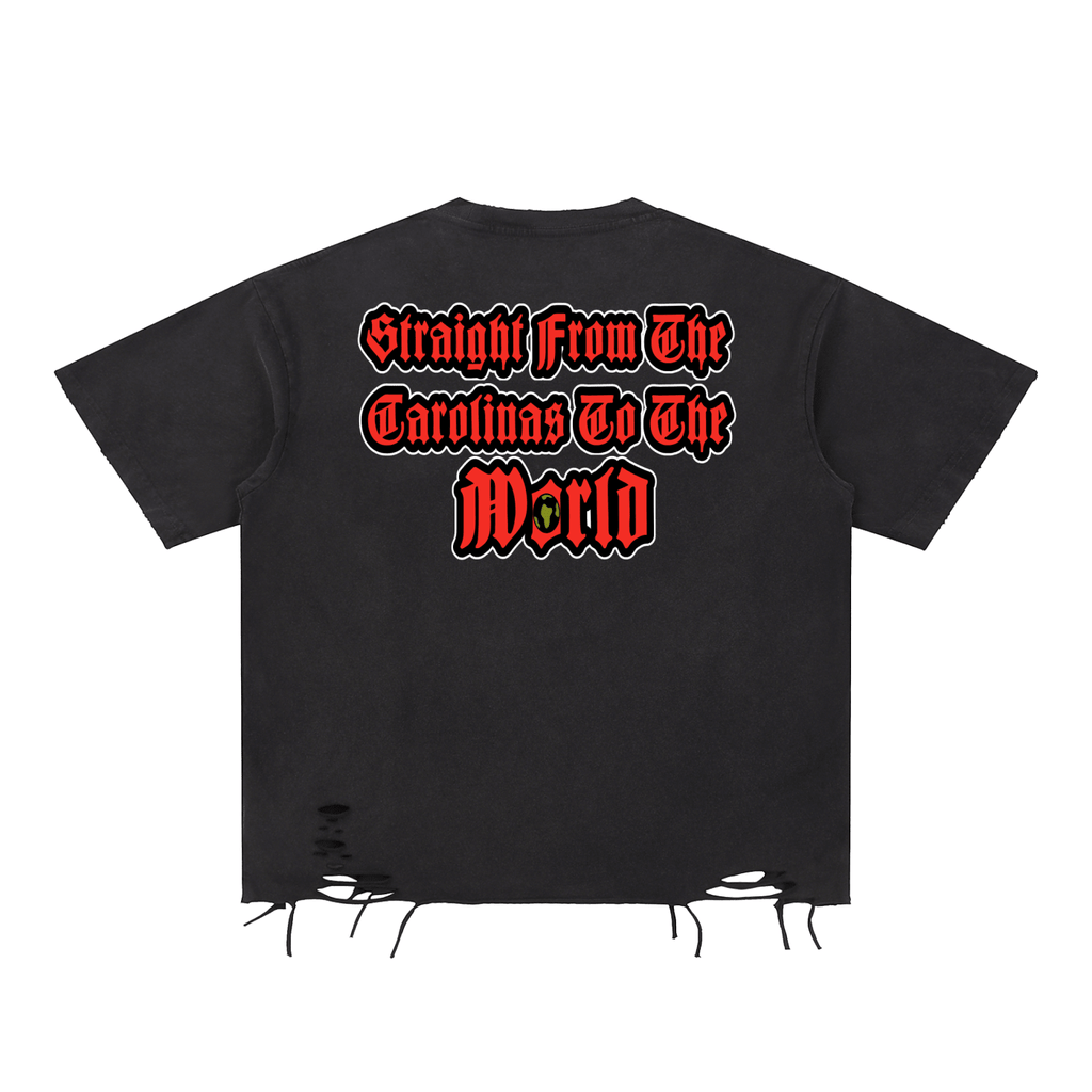 Snow Washed Raw-Hem Palmetto Cardinal Creed T-Shirt - Caroliente' CollectonGraphic T-ShirtsCaroliente' Collecton