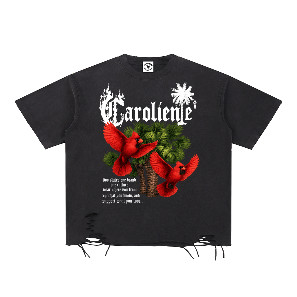 Snow Washed Raw-Hem Palmetto Cardinal Creed T-Shirt - Caroliente' CollectonGraphic T-ShirtsCaroliente' Collecton