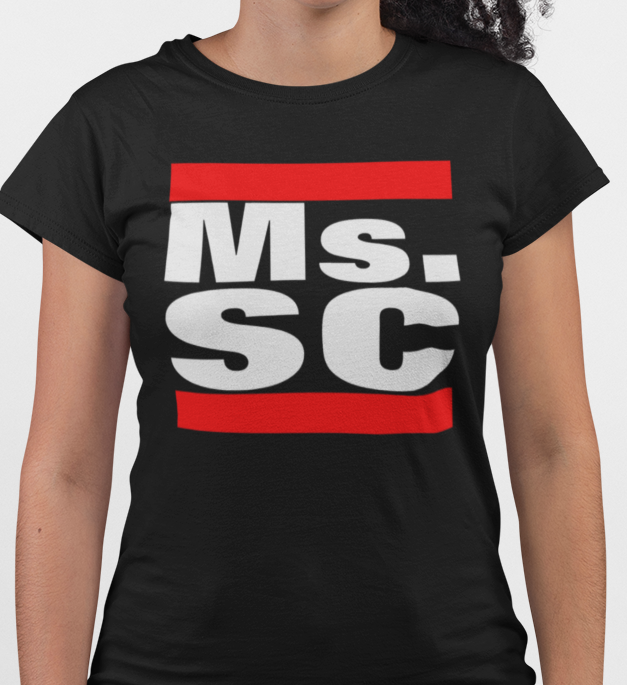 Women's Slim Fit Black Ms.SC CrewNeck T-Shirt