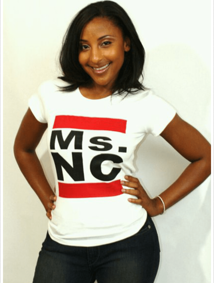 Women's Slim Fit Ms.NC White Crewneck T-Shirt - Caroliente' CollectonGraphic T-ShirtsCaroliente' Collecton